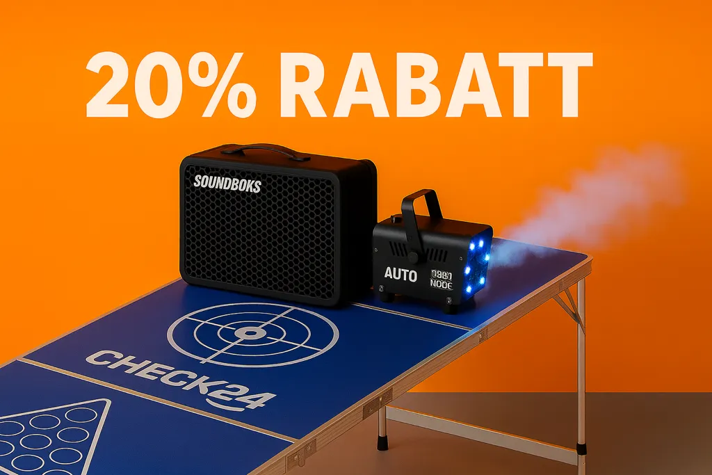 WG Abriss Basic – Klassiker für die Wohnung: Bierpongtisch + Becher und Bällen, Soundboks Go, Nebelmaschine