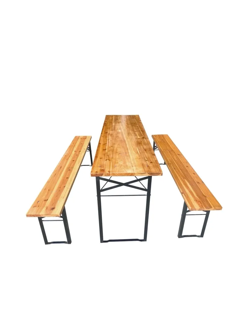 Bierzeltgarnitur aus Holz (Tisch & 2 Bänke) mieten mieten in Münster – Bild 2