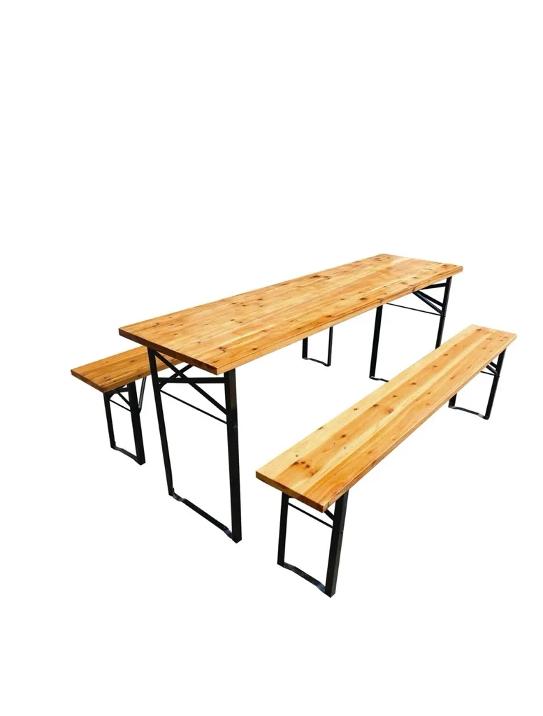 Bierzeltgarnitur aus Holz (Tisch & 2 Bänke) mieten mieten in Münster – Bild 3