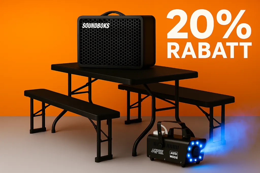 Party Starter Set – Soundboks, Bierzeltgarnitur, Nebelmaschine