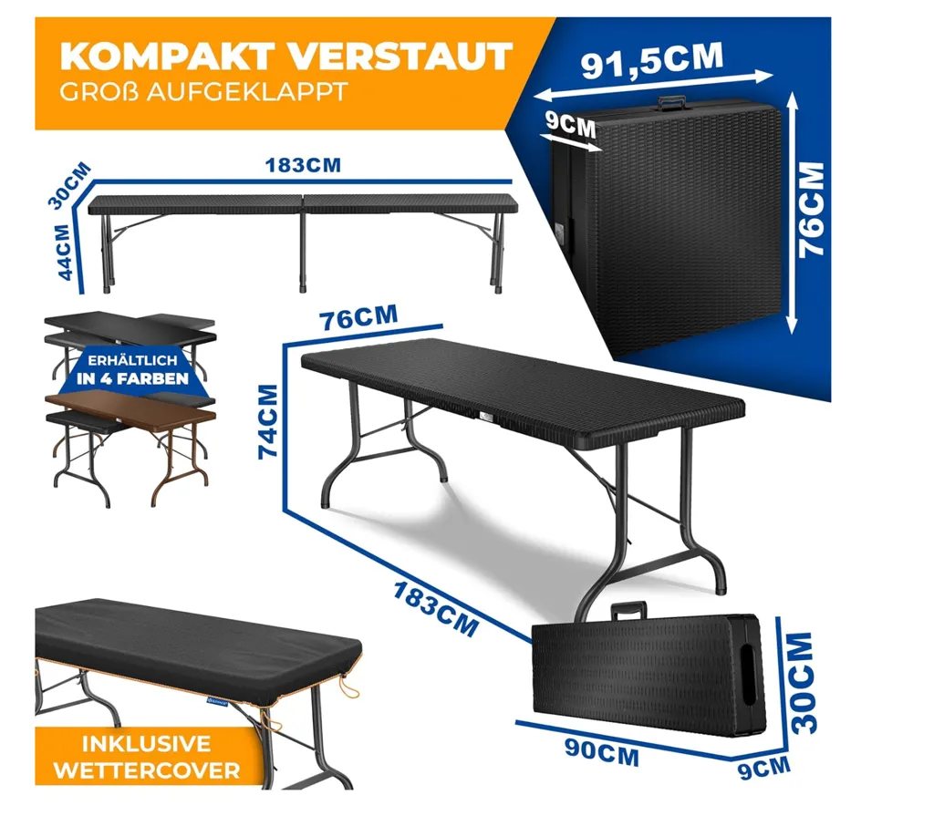 Bierzeltgarnitur 3 teiliges Set Tisch & 2x Bank – Bild 2