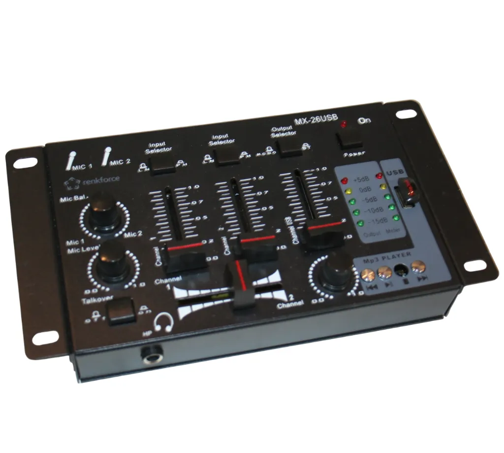 Mini Mischpult Klinke 6,35, USB & Chinch MP3 Player