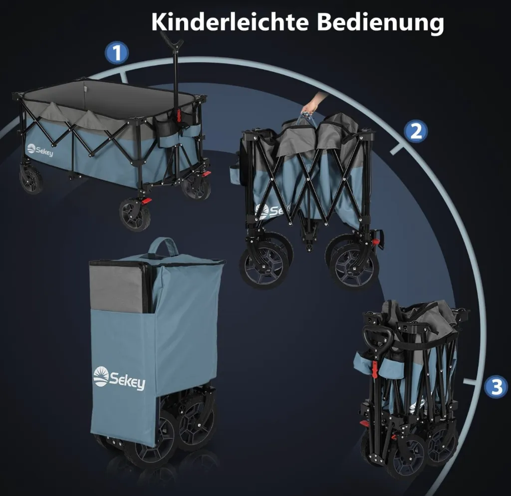 Bollerwagen – 200KG Tragkraft, Faltbarer Bollerwagen – Bild 2
