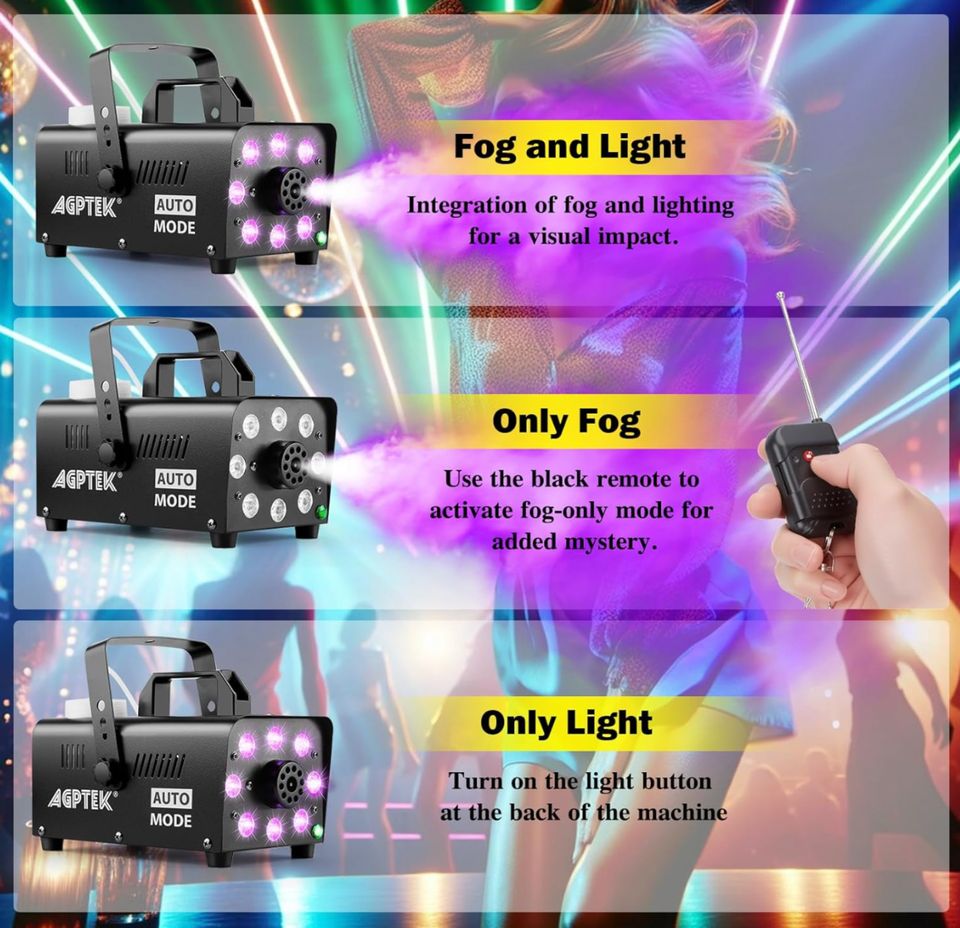 Nebelmaschine mit LED Lichtern und passendem Fluid – Bild 3