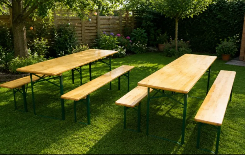 2 Bierzeltgarnituren (Tische + 4 Bänke)