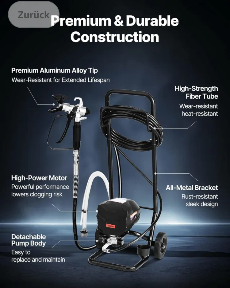 VEVOR Airless Farbsprühgerät auf Rollwagen