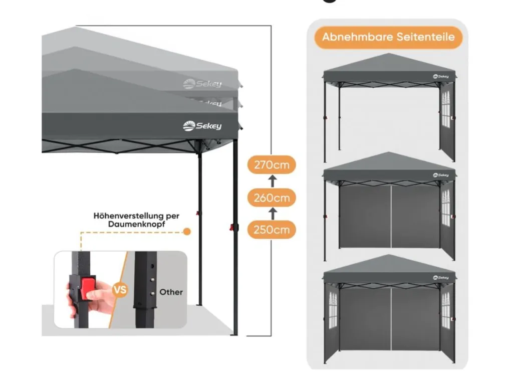 Pavillon 3x3 m – Faltpavillon wasserdicht – Bild 3