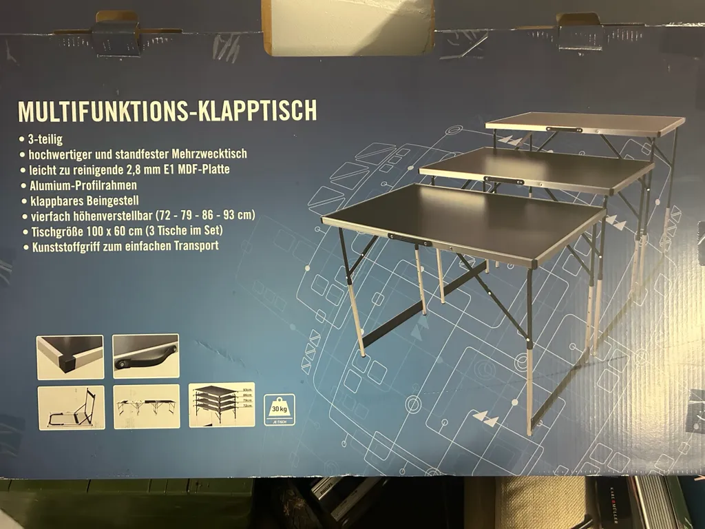 3er-Set Multifunktions-Klapptische, höhenverstellbar mieten in Münster – Bild 2